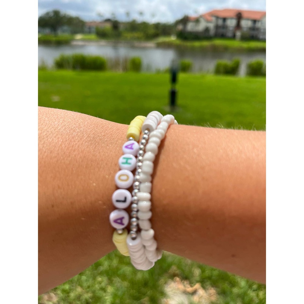 Yellow Aloha Tropical Bracelets- Set of 3